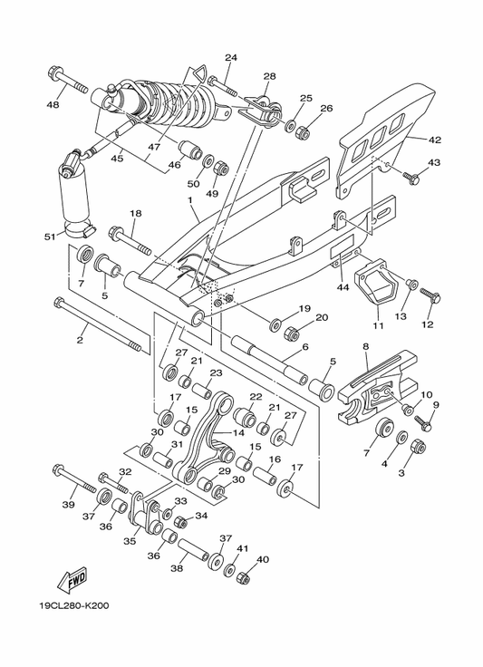 Yamaha 1B2-F2151-10 Seal, Guard — shown on the Rear Arm & Suspension parts diagram