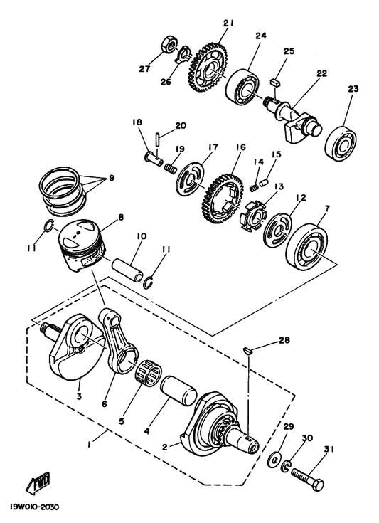 Yamaha 93310-530J3 . Bearing — shown on the Crankshaft & Piston parts diagram