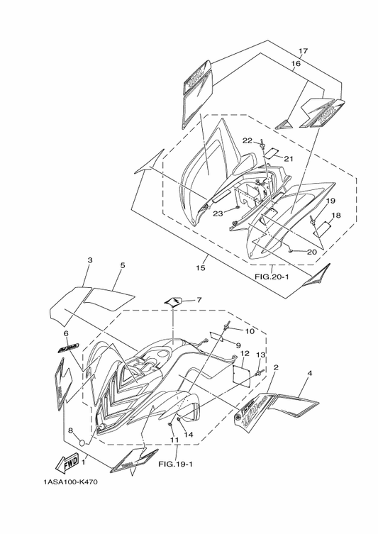 Yamaha 1AS-215B9-10 Graphic, 5 — shown on the Emblem & Label 2 parts diagram