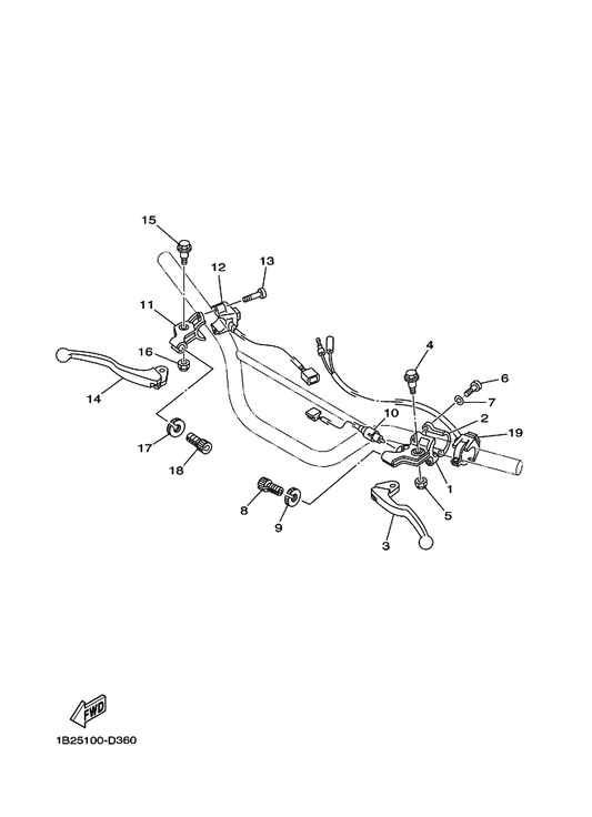 Yamaha 1B2-H2913-00 Holder, Lever Lower 1 — shown on the Handle Switch & Lever parts diagram