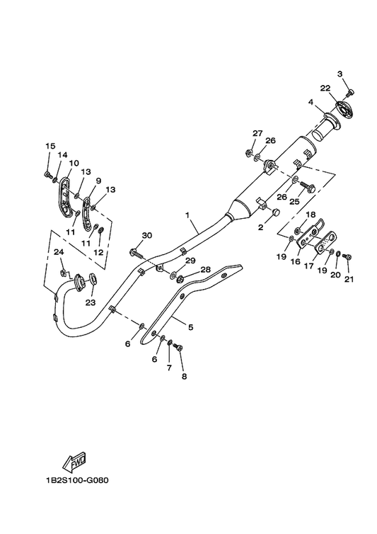 Yamaha 1B2-E479H-00 Cover, 1 — shown on the Exhaust parts diagram