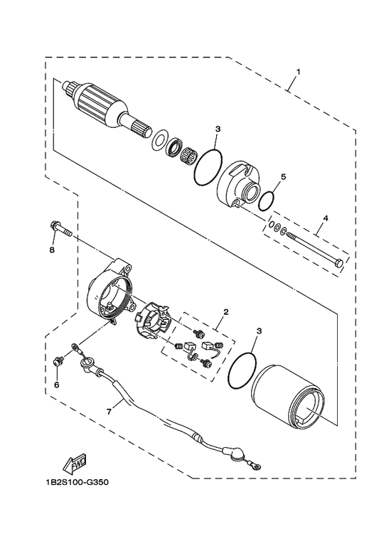 Yamaha 7CP-H1801-00 . Brush Set — shown on the Starting Motor parts diagram