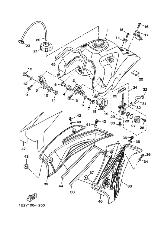 Yamaha 90387-060T4 Collar — shown on the Fuel Tank parts diagram