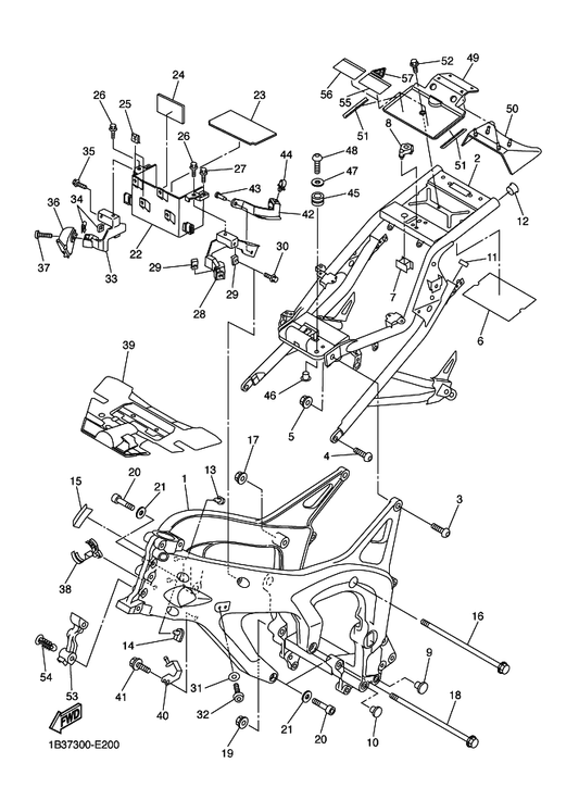 Yamaha 1B3-2117G-00 Protector — shown on the Frame parts diagram