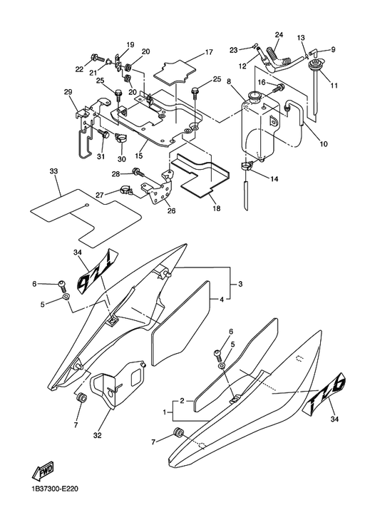 Yamaha 5VX-21816-00 Pipe 1 — shown on the Side Cover parts diagram