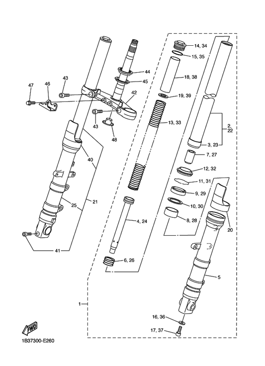 Yamaha 5VX-23145-00 . . Oil Seal — shown on the Front Fork parts diagram