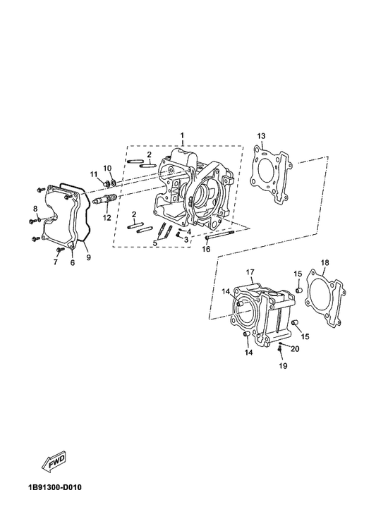 Yamaha 1B9-E1191-10 Cover, Cylinder Head 1 — shown on the Cylinder parts diagram