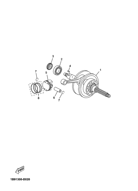 Yamaha 93306-305YF Bearing — shown on the Crankshaft & Piston parts diagram