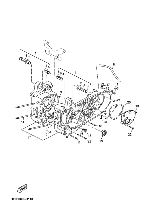 Yamaha 1B9-E5421-10 Cover, Crankcase 2 — shown on the Crankcase parts diagram