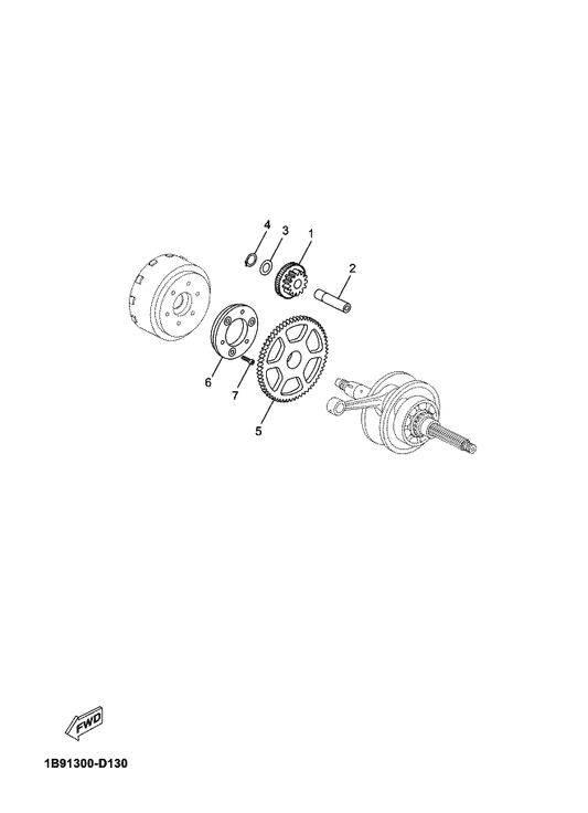 Yamaha BL2-E5580-00 Starter Clutch Outer Assy — shown on the Starter parts diagram