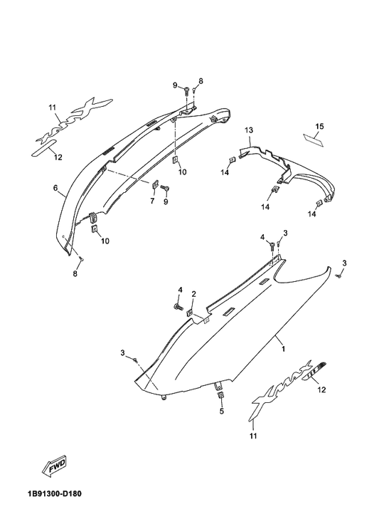 Yamaha 1B9-F1721-00-LK Cover, Side 2 — shown on the Side Cover parts diagram