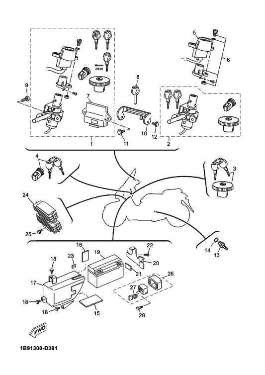Yamaha 90109-06X03 Bolt — shown on the Electrical 1 parts diagram