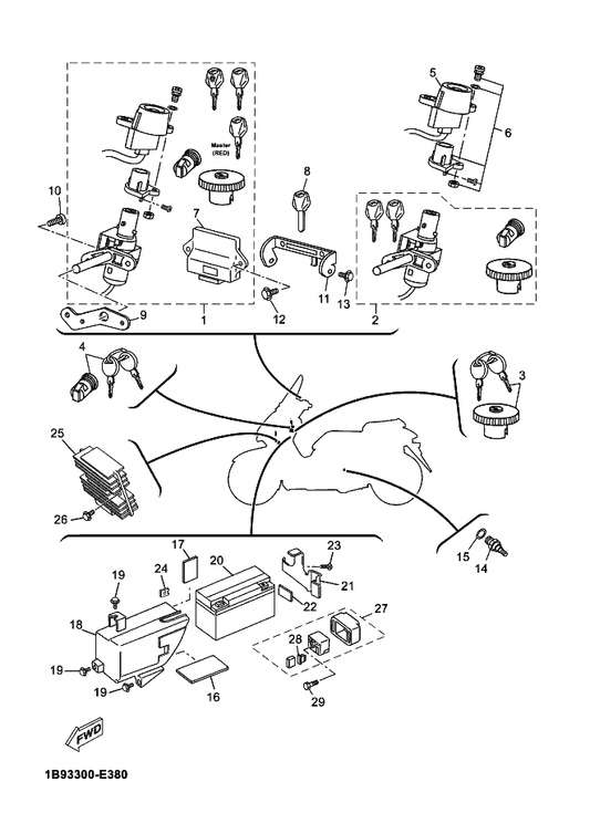 Yamaha 1B9-H1948-00 Bracket — shown on the Electrical 1 parts diagram