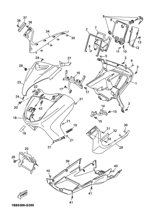 Yamaha 1C0-WF179-00 . . Lock Assy — shown on the Leg Shield parts diagram