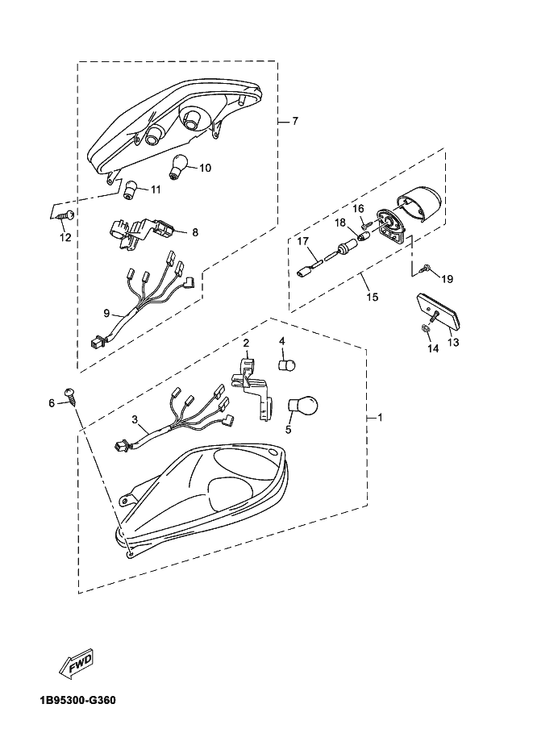 Yamaha 1C0-H4710-00 Taillight Unit Assy — shown on the Taillight parts diagram