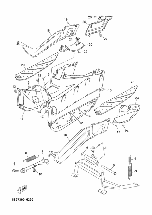 Yamaha 1C0-F7214-00 . Stopper — shown on the Stand & Footrest parts diagram