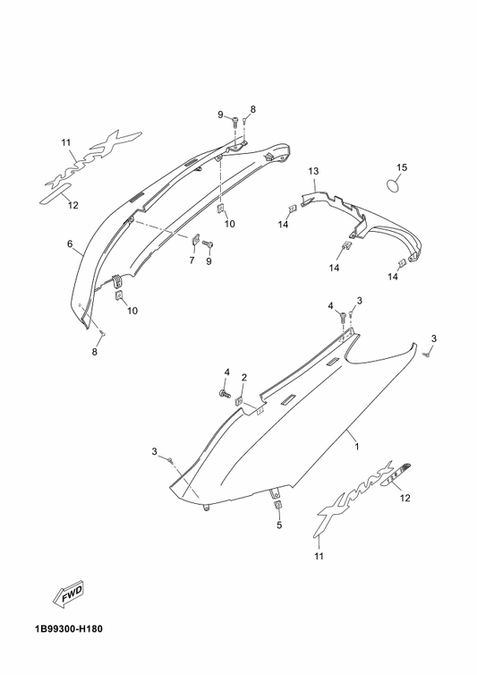Yamaha 1B9-F1721-00-PF Cover, Side 2 — shown on the Side Cover parts diagram