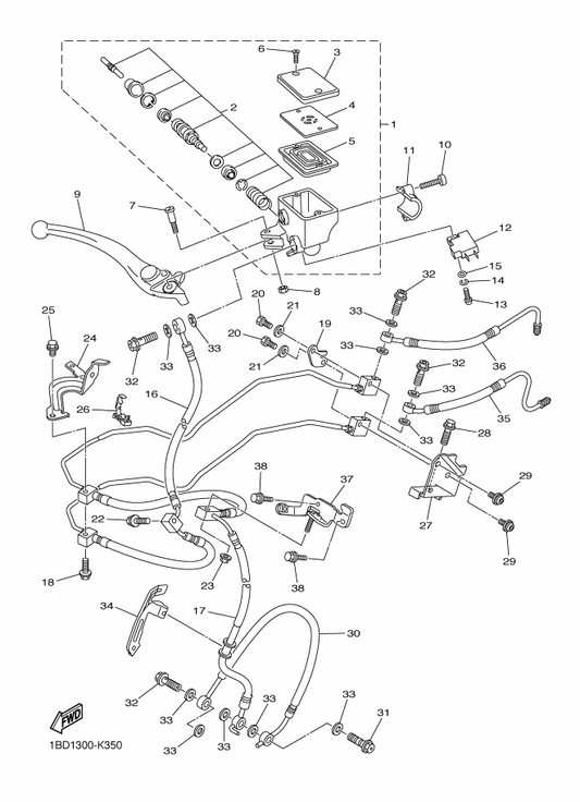 Yamaha 5D0-W2587-00 Master Cylinder Sub Assy — shown on the Front Master Cylinder parts diagram