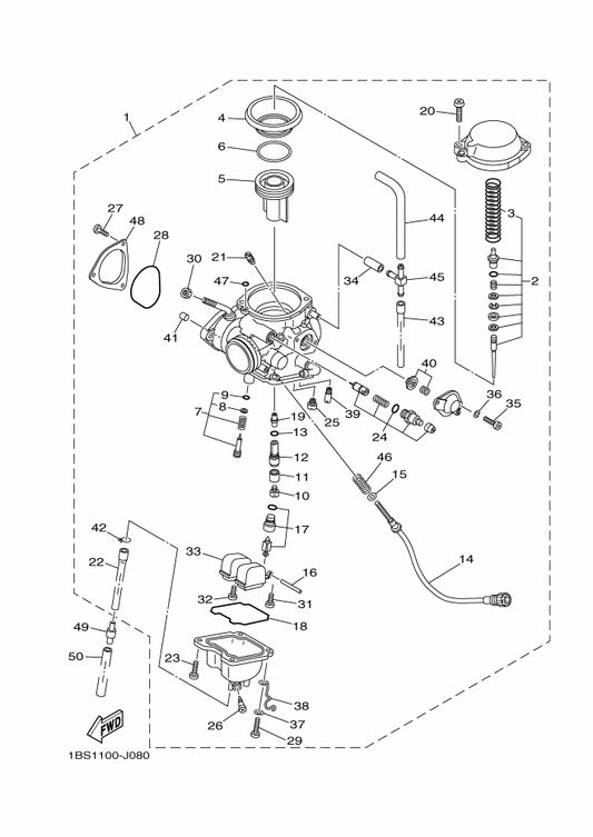 Yamaha 5YT-14901-00 Carburetor Assy 1 — shown on the Carburetor parts diagram