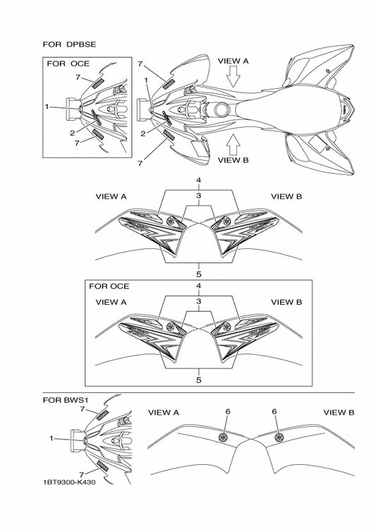 Yamaha 1BT-2159B-00 Graphic Set 2 — shown on the Graphics parts diagram