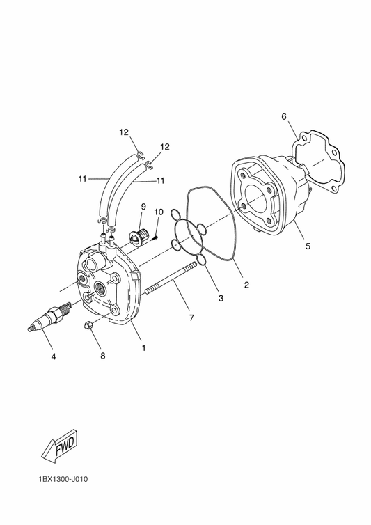 Yamaha 90116-07X04 Bolt, Stud — shown on the Cylinder Head parts diagram