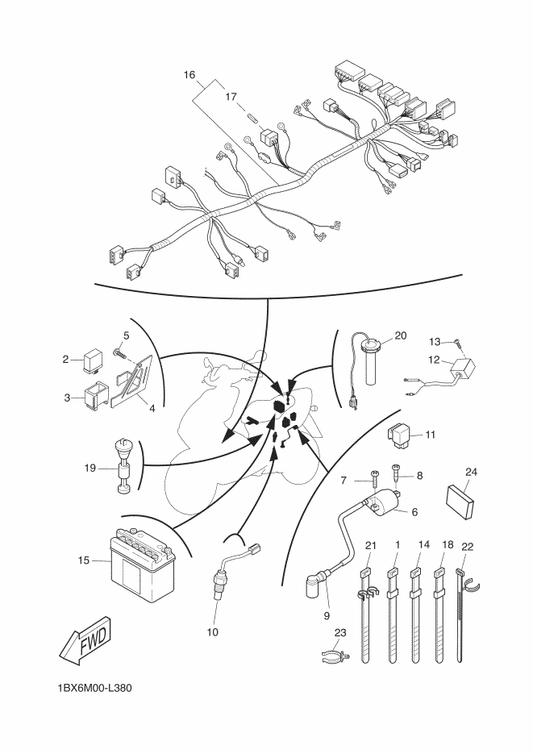 Yamaha 5RN-H5741-00 Unit, Control — shown on the Electrical 2 parts diagram