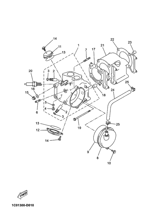 Yamaha 4HC-11351-01 Gasket, Cylinder — shown on the Cylinder parts diagram
