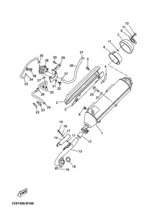 Yamaha 1S6-E4799-10 Cap (Painted) — shown on the Exhaust parts diagram
