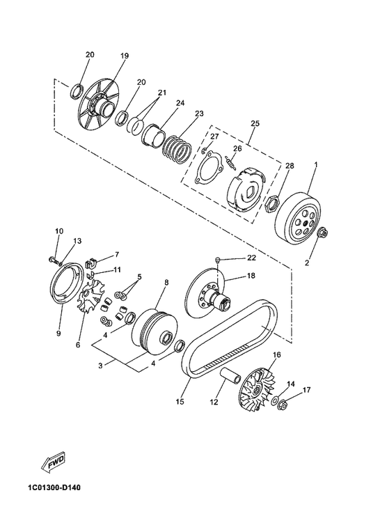 Yamaha 90111-04800 Bolt — shown on the Clutch parts diagram