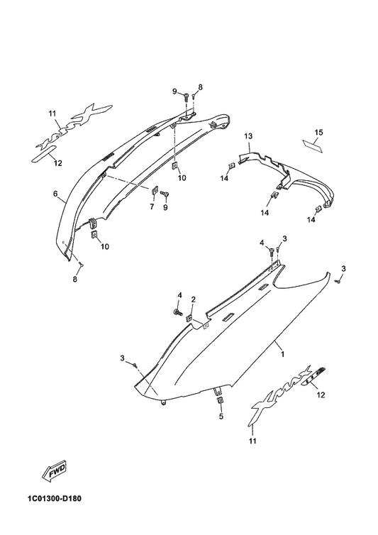 Yamaha 1C0-F1788-00 Graphic — shown on the Side Cover parts diagram