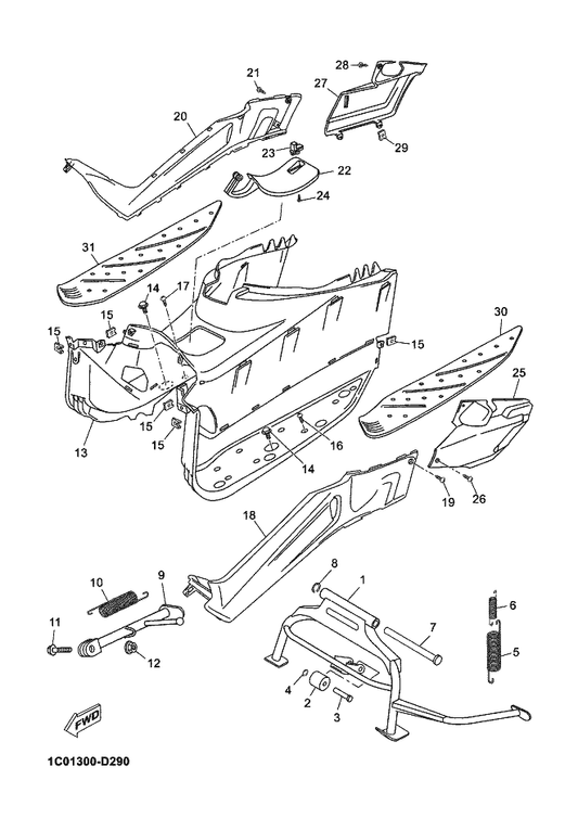 Yamaha 1B9-F7484-00 Mat 2 — shown on the Stand & Footrest parts diagram