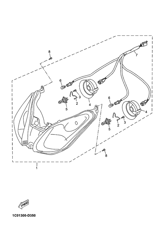 Yamaha 1B9-H4310-00 Headlight Unit Assy — shown on the Headlight parts diagram