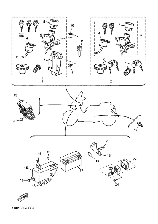 Yamaha 90105-06X05 Bolt, Flange — shown on the Electrical 1 parts diagram