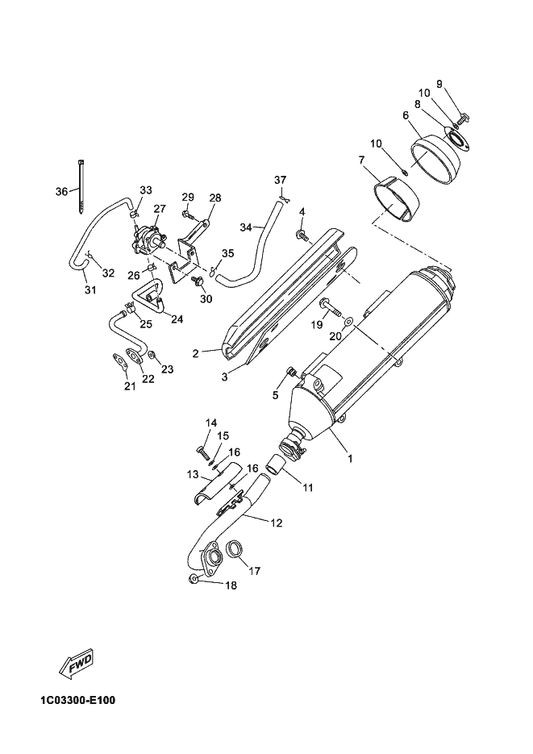 Yamaha 1S6-E4718-10 Protector, (Painted) — shown on the Exhaust parts diagram