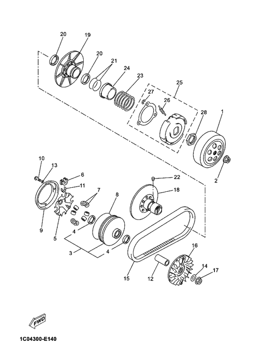 Yamaha 90201-04802 Washer, Plate — shown on the Clutch parts diagram