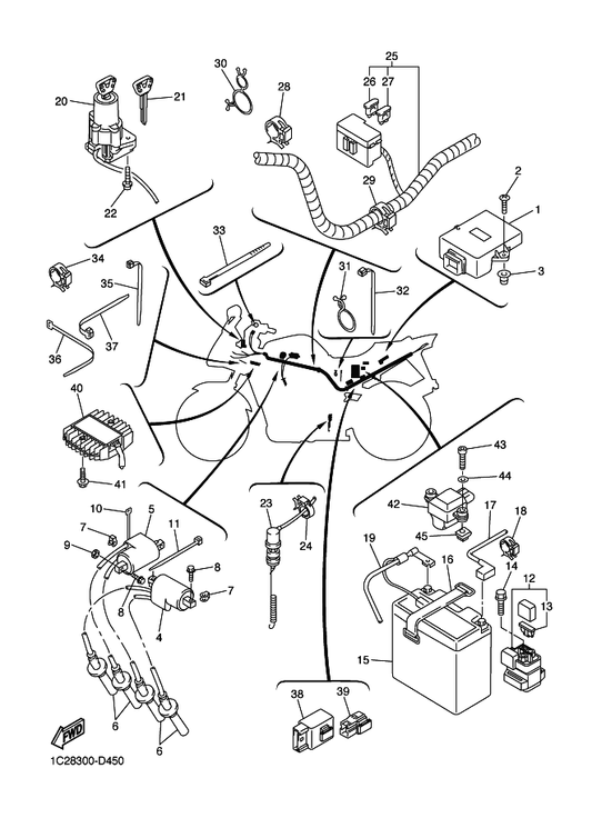 Yamaha 4XV-82370-01 Plug Cap Assy — shown on the Electrical 1 parts diagram