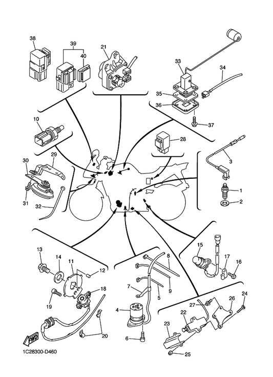 Yamaha 93604-29151 . Pin, Dowel — shown on the Electrical 2 parts diagram