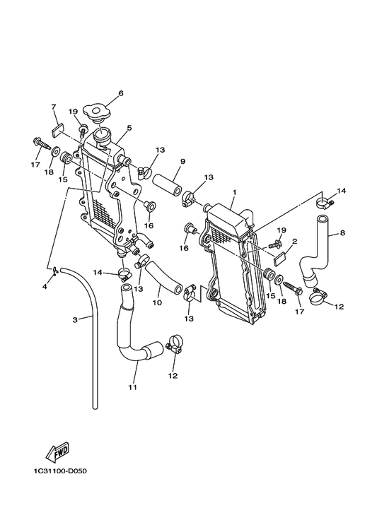 Yamaha 90105-06118 Bolt, Flange — shown on the Radiator & Hose parts diagram