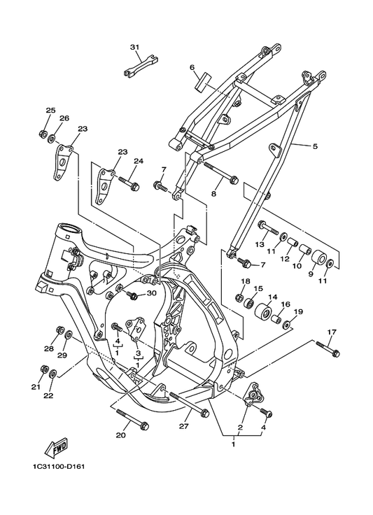 Yamaha 1C3-21101-00 Front Frame Comp. — shown on the Frame parts diagram