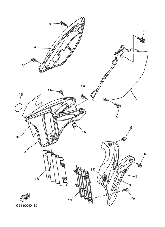 Yamaha 5NY-21721-00 Cover, Side 2 — shown on the Side Cover parts diagram