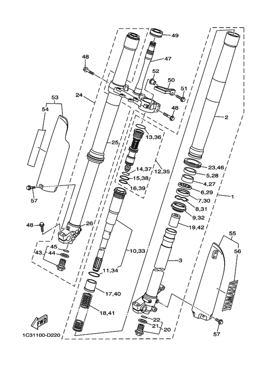 Yamaha 5UX-23188-00 . . O-Ring — shown on the Front Fork parts diagram