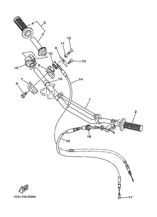 Yamaha 1P8-26335-00 Cable, Clutch — shown on the Steering Handle & Cable parts diagram