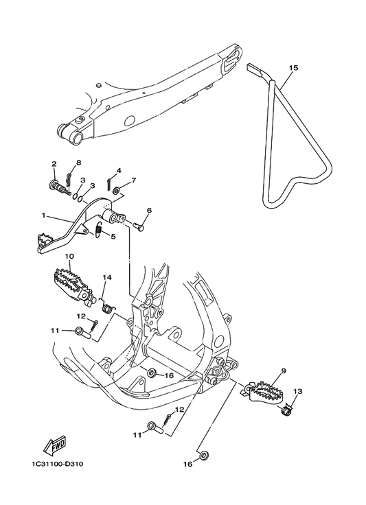 Yamaha 5XE-27411-02 Footrest 1 — shown on the Stand & Footrest parts diagram