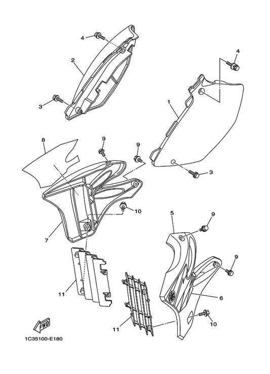 Yamaha 1C3-2173E-10 Graphic 1 — shown on the Side Cover parts diagram