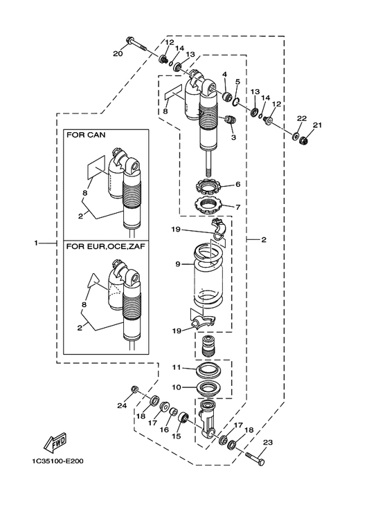 Yamaha 5MV-22253-00 . Collar, Distance — shown on the Rear Suspension parts diagram