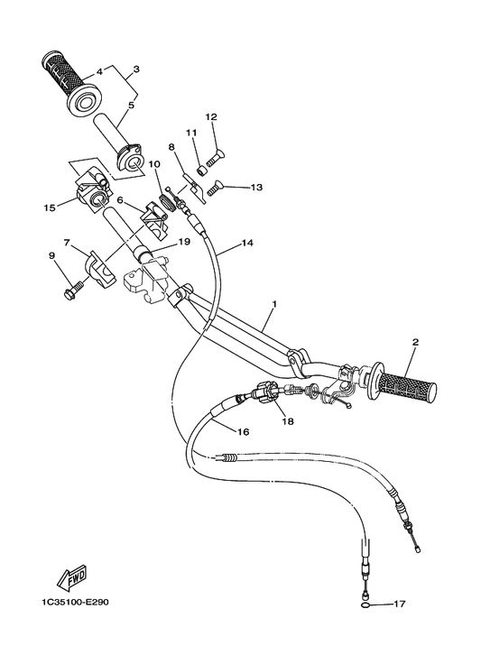 Yamaha 1P8-26335-50 Cable, Clutch — shown on the Steering Handle & Cable parts diagram