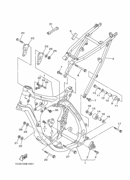 Yamaha 95024-08055 Bolt,Flg,(Small Head) — shown on the Frame parts diagram