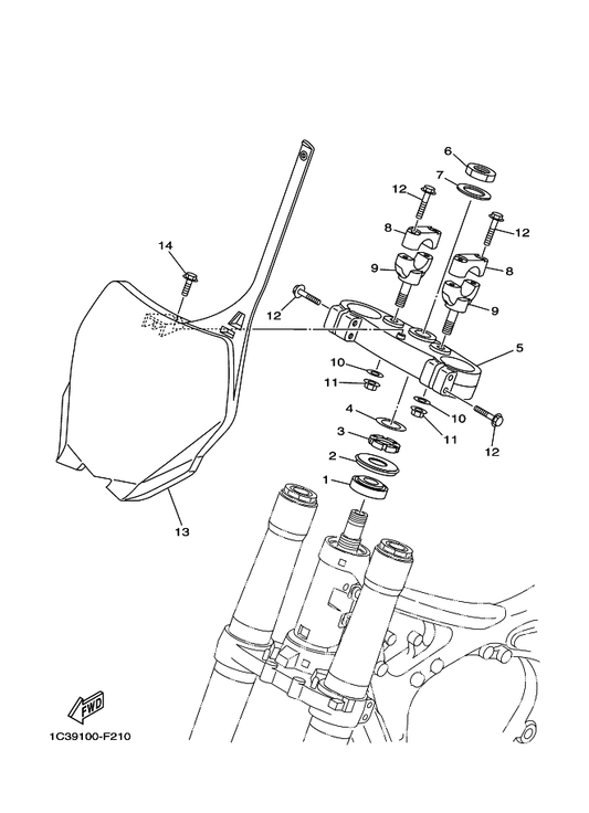 Yamaha 1C3-23485-51 Plate, Number — shown on the Steering parts diagram