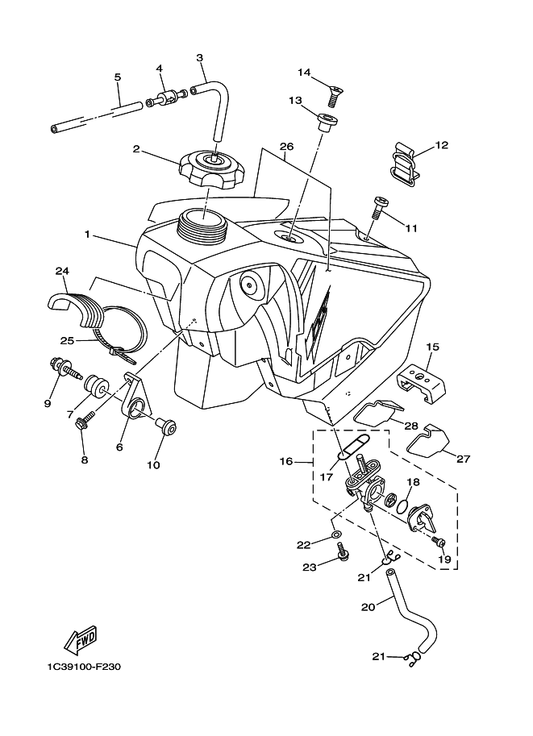Yamaha 1C3-24240-20 Graphic Set — shown on the Fuel Tank parts diagram