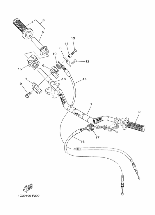 Yamaha 5XC-26111-L2 Handlebar — shown on the Steering Handle & Cable parts diagram